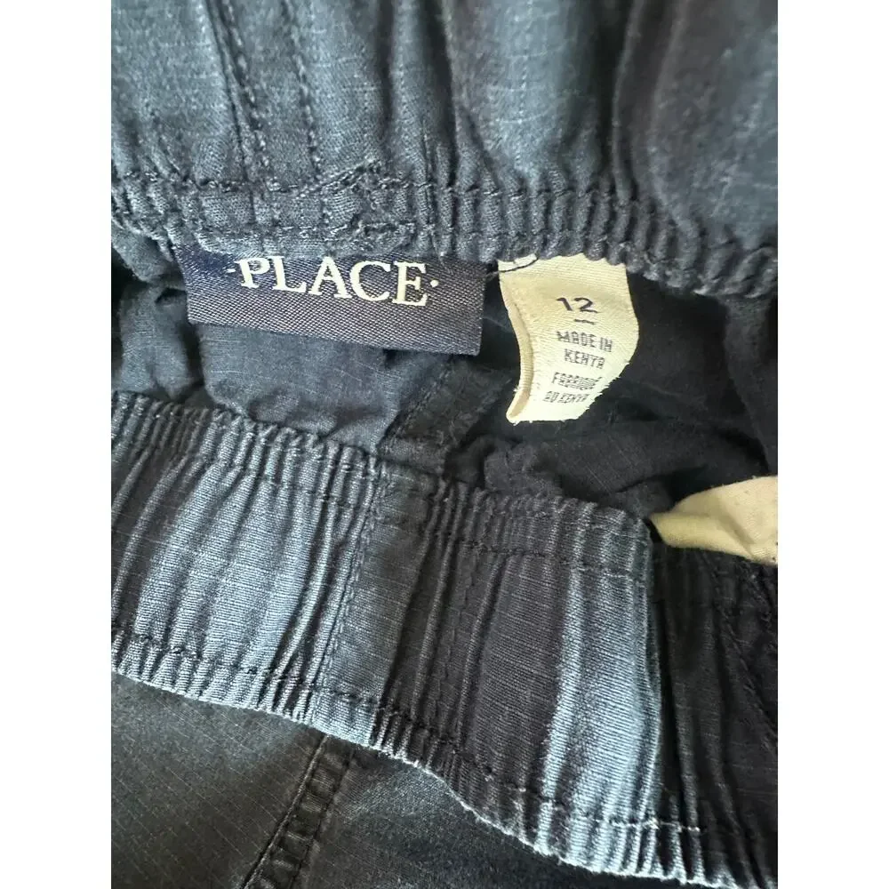 Boys Children's Place Size 12 Navy Blue Cargo Shorts Adjustable Waist EUC
